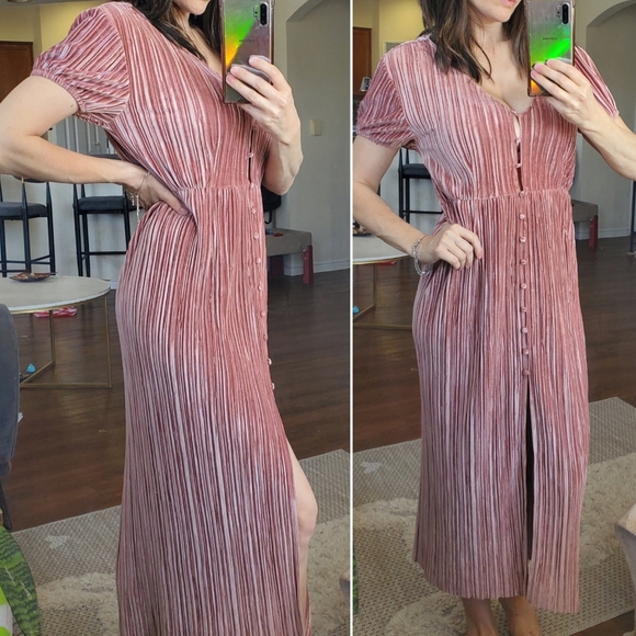 arrow & root Dresses & Skirts - Arrow & Root Elegant Pink Button-Down Dress